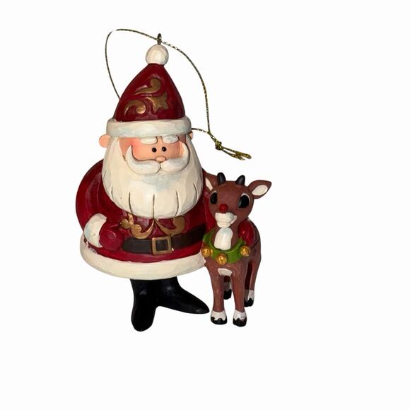 Jim Shore Rudolph the Red Nosed Reindeer & Santa Nose Lights Up Traditions TV - Picture 6 of 9